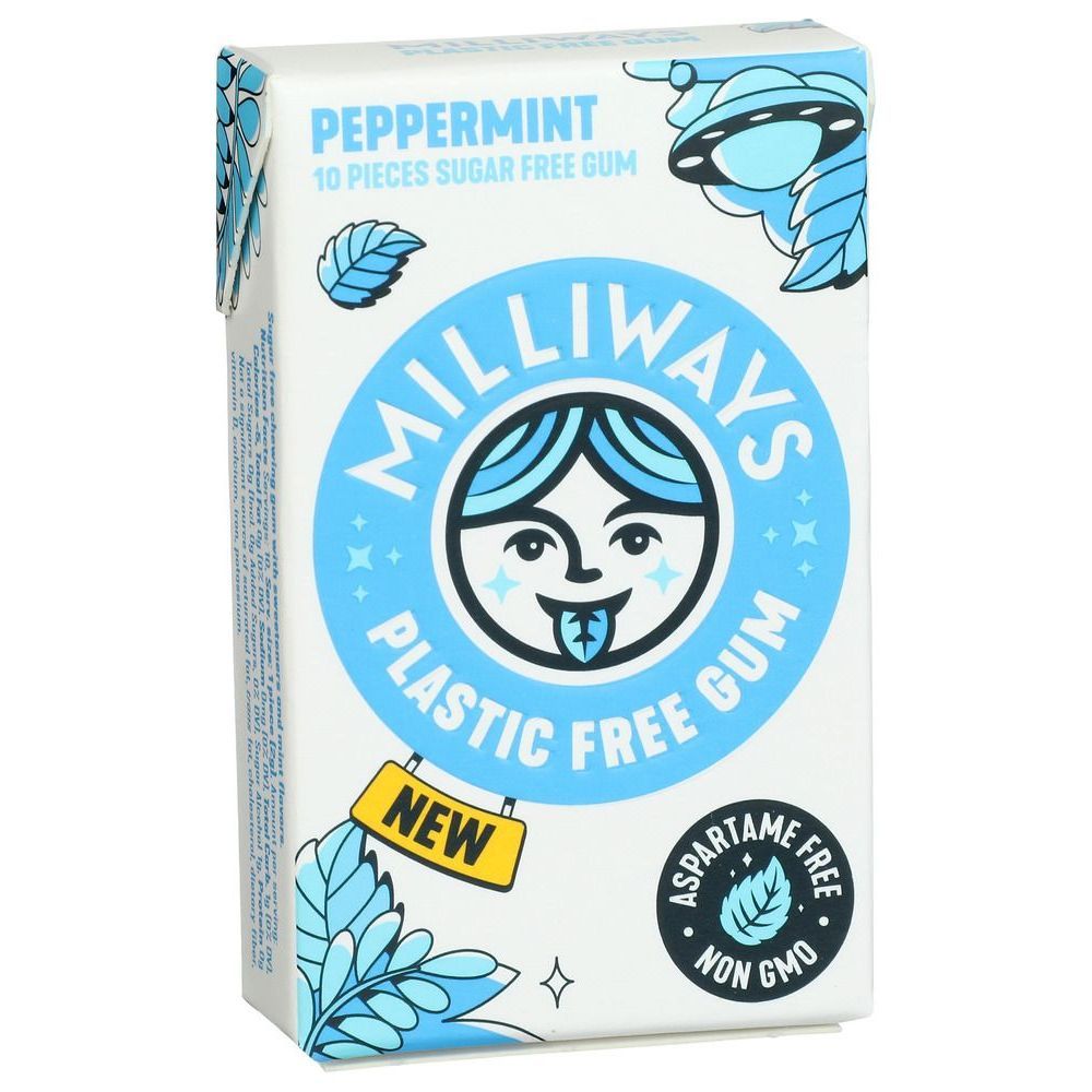 Milliways Peppermint Plastic Free Gum, 10 Count -- 12 Per Case