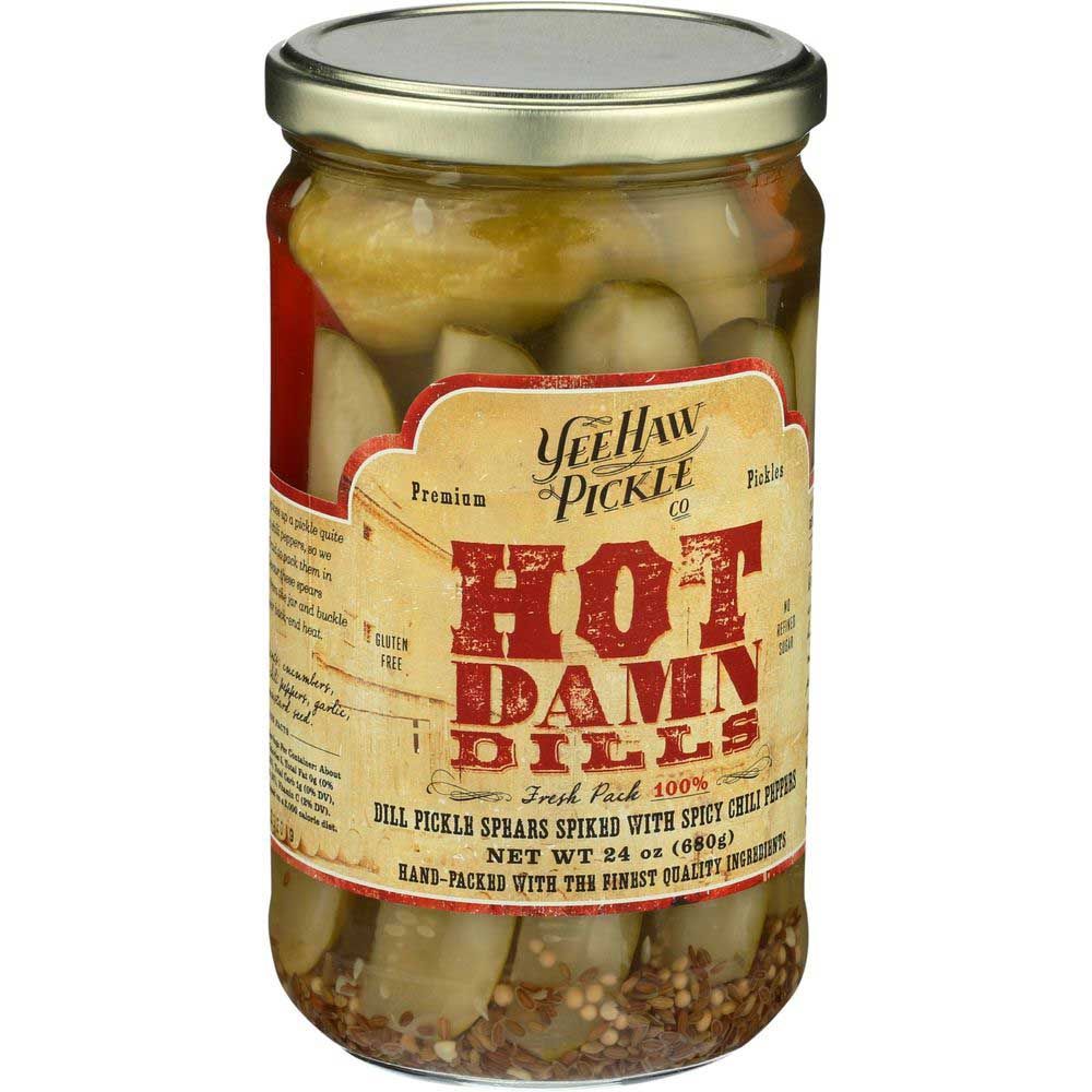 Yee Haw Pickle Co Hot Damn Dills Pickles, 24 Ounce -- 6 Per Case