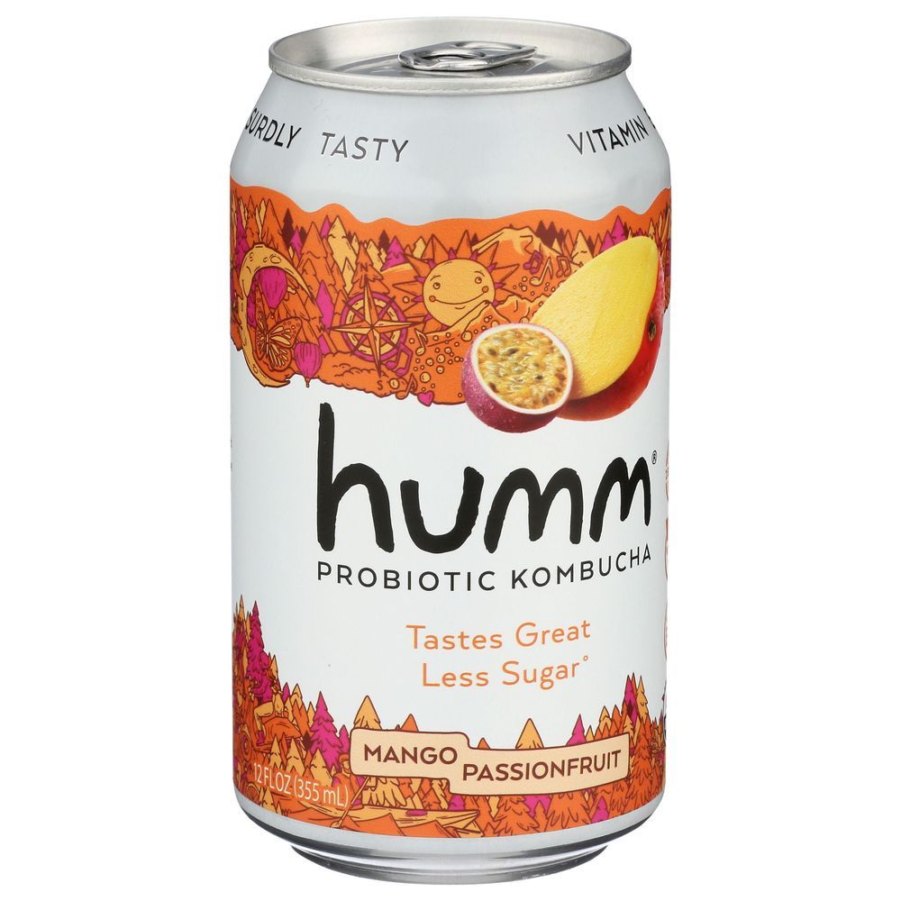 Humm Mango Passionfruit Probiotic Kombucha, 12 Fluid Ounce -- 6 Per Case