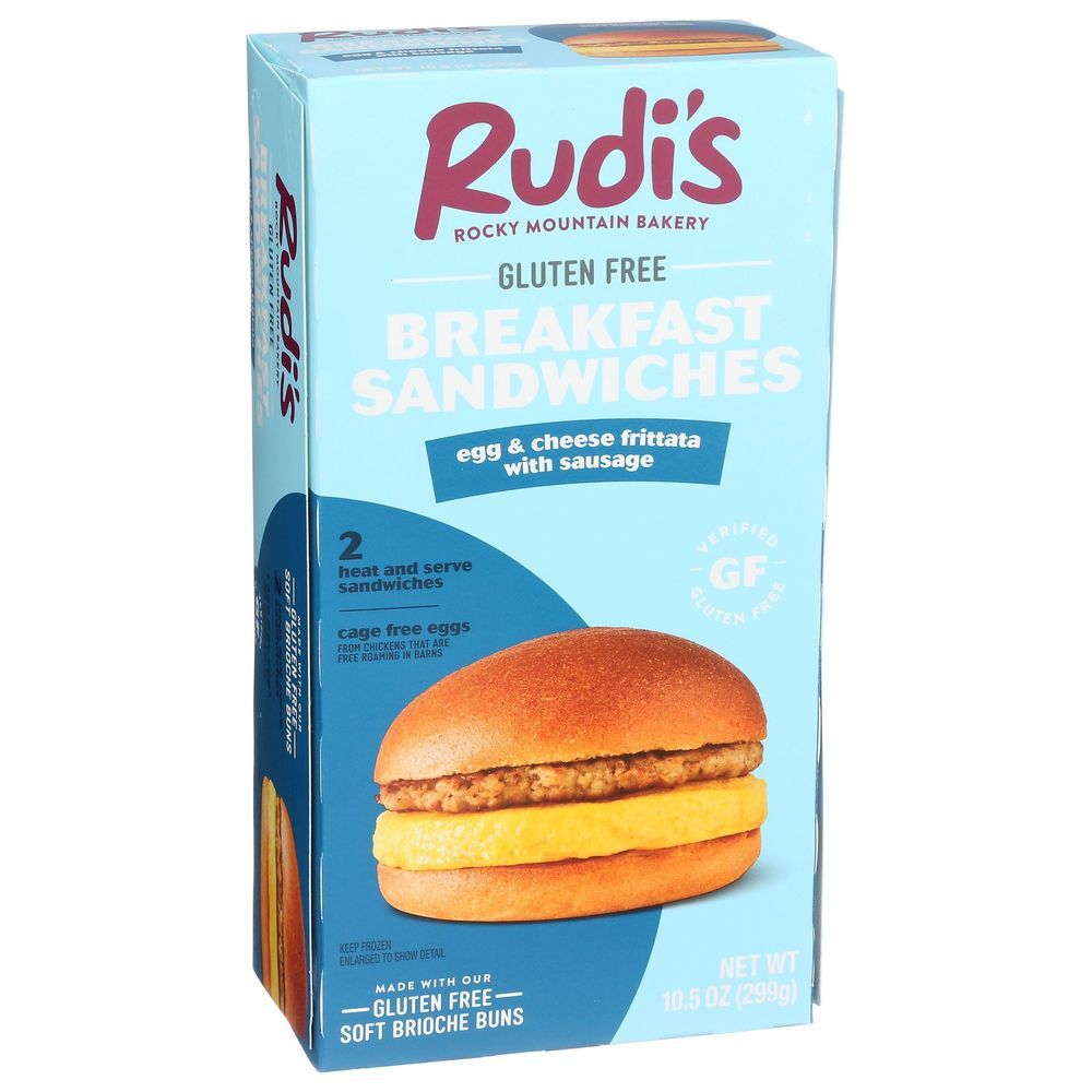 Rudis Rocky Mountain Bakery Egg Cheese Frittata With Sausage Breakfast Sandwich, 10.5 Ounce -- 6 Per Case