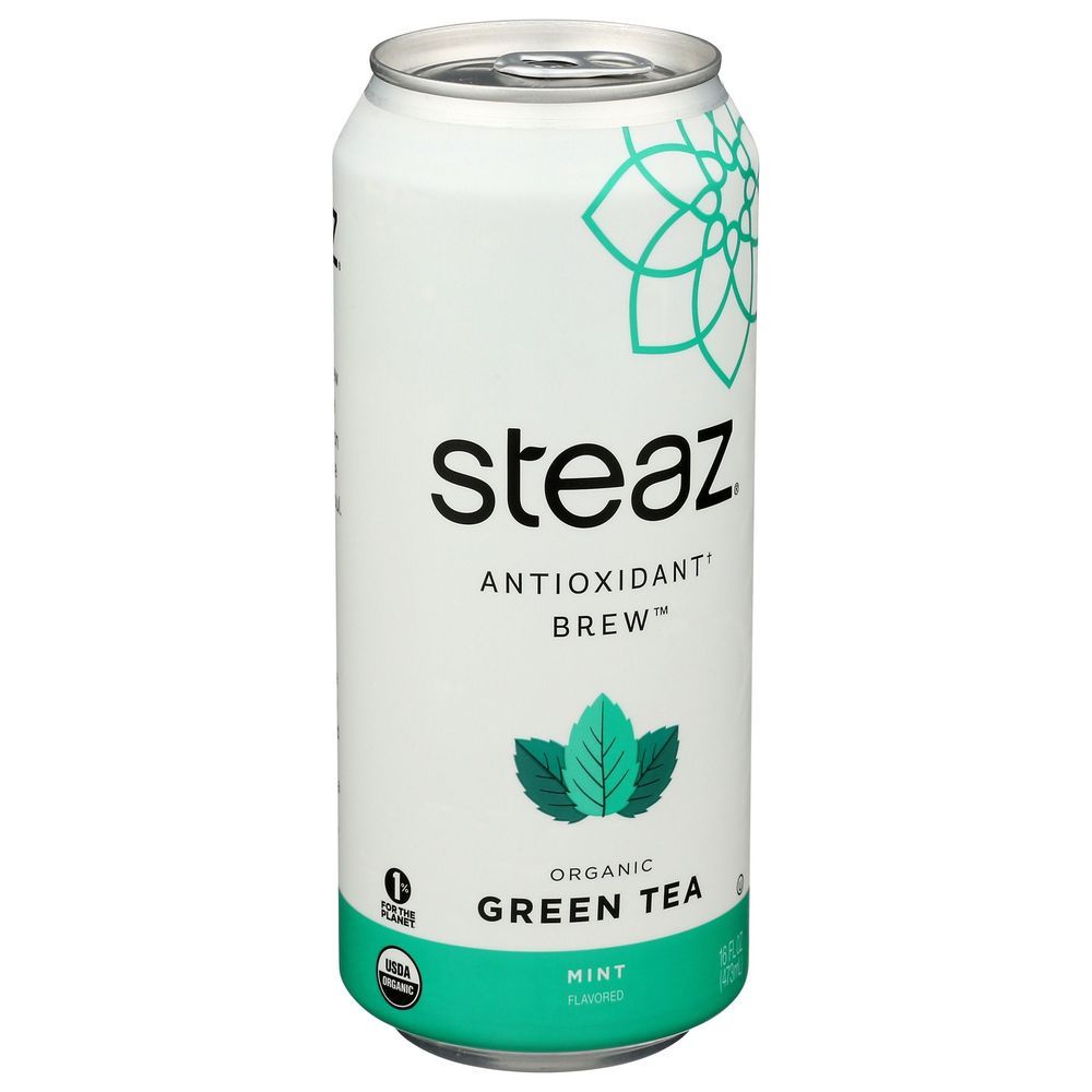 Steaz Antioxidant Brew Organic Mint Iced Green Tea, 16 Fluid Ounce -- 12 Per Case