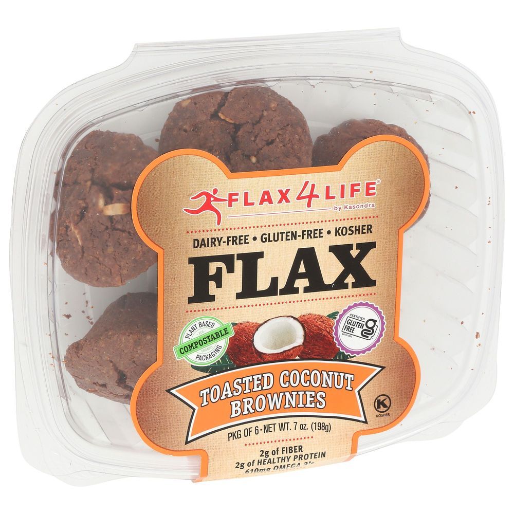 Flax4life Toasted Coconut Brownies, 7 Ounce -- 8 Per Case