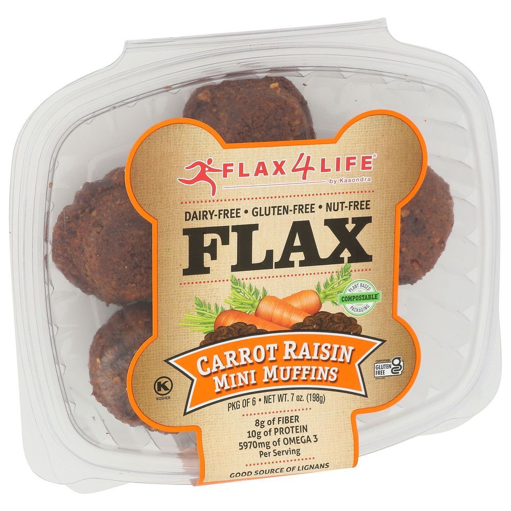 Flax4life Carrot Raisin Mini Muffin, 7 Ounce -- 8 Per Case