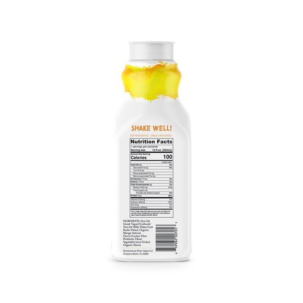 Pillars Mango Drinkable Greek Yogurt, 12 Fluid Ounce -- 8 Per Case