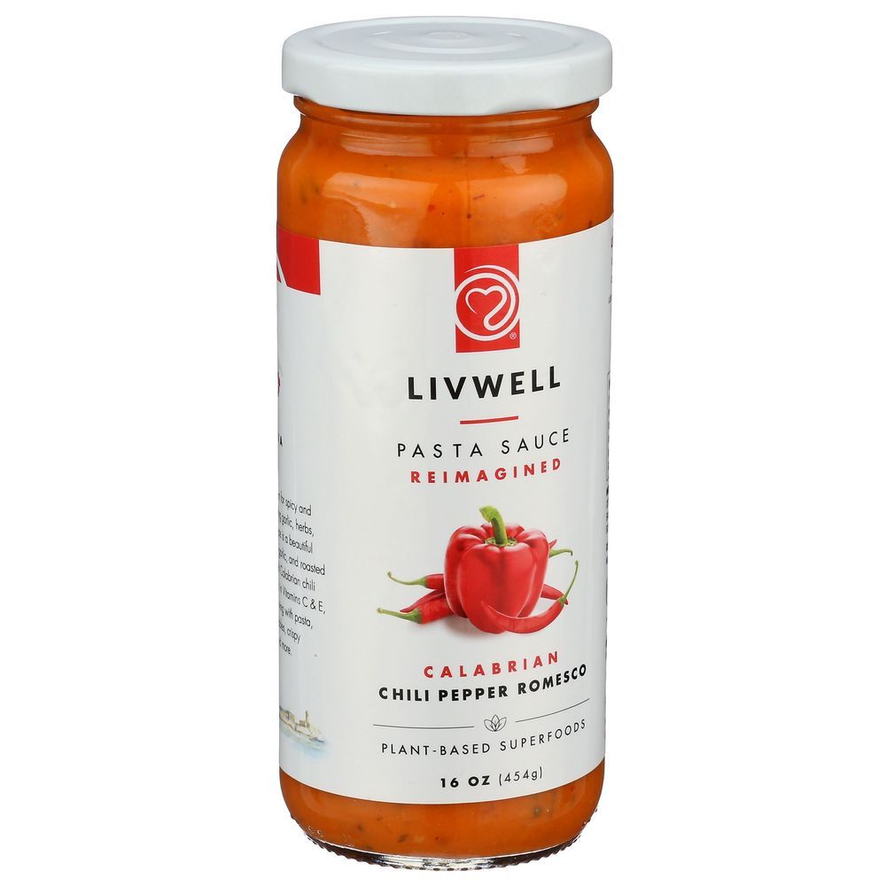 Livwell Foods Calabrian Chili Pepper Romesco Pasta Sauce, 16 Ounce -- 6 Per Case