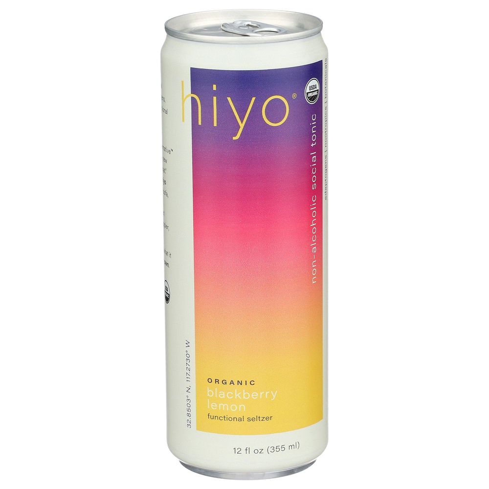Hiyo Organic Blackberry Lemon Functional Seltzer, 12 Fluid Ounce -- 12 Per Case