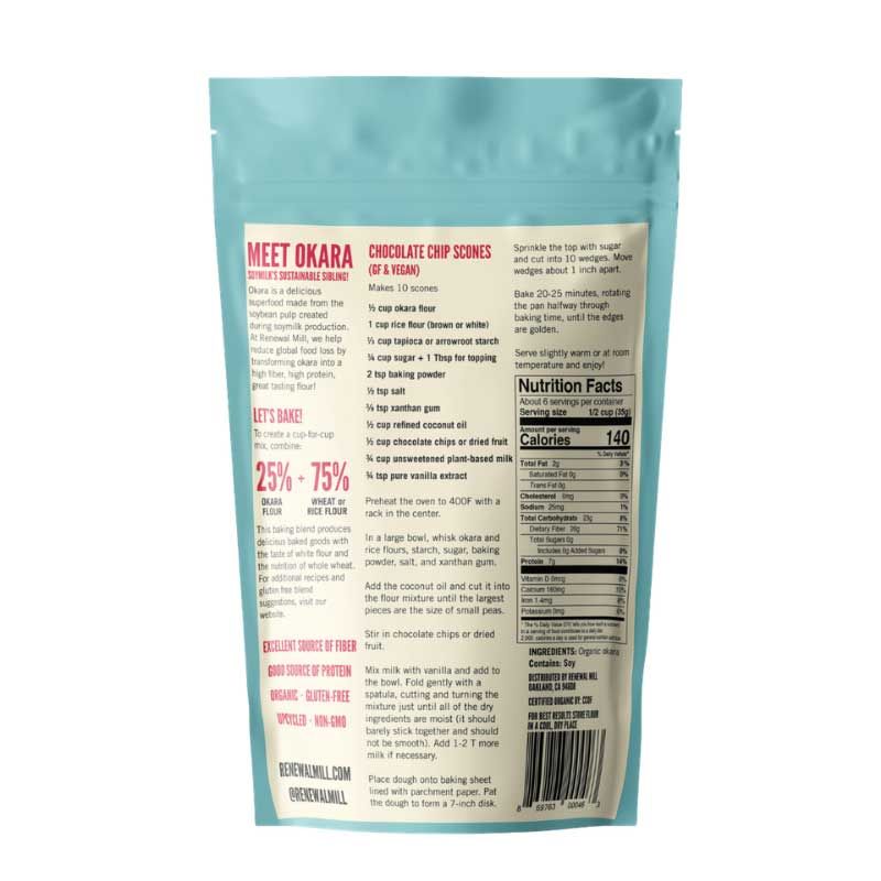 Renewal Mill Organic Okara Flour Gluten Free, 8 Ounce -- 6 Per Case