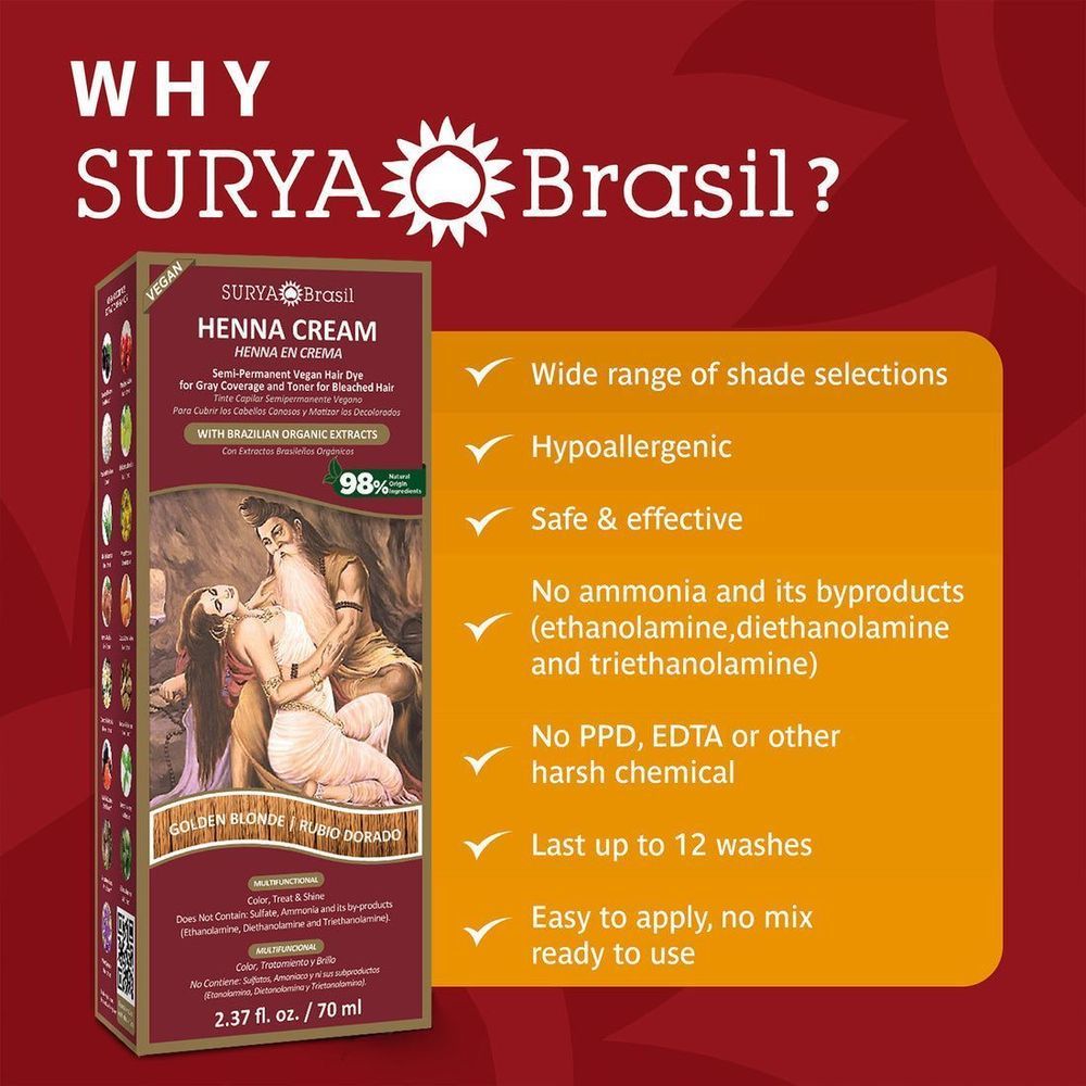Surya Brasil Golden Blonde Henna Cream, 2.37 Ounce