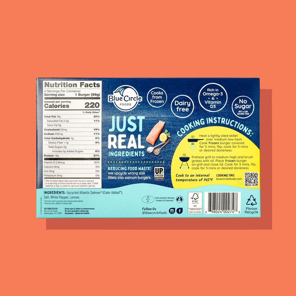 Blue Circle Foods Original Atlantic Salmon Burger, 14 Ounce -- 12 Per Case
