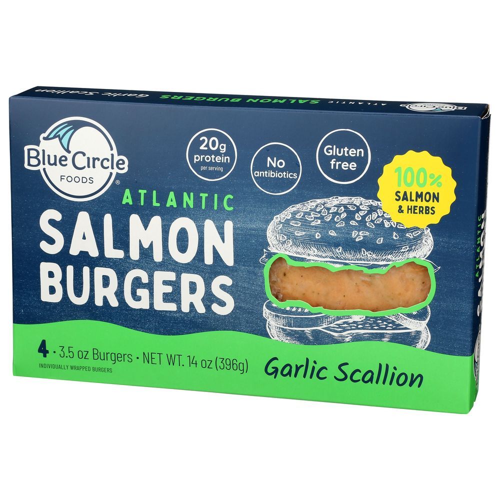 Blue Circle Foods Garlic Scallion Atlantic Salmon Burger, 14 Ounce -- 12 Per Case