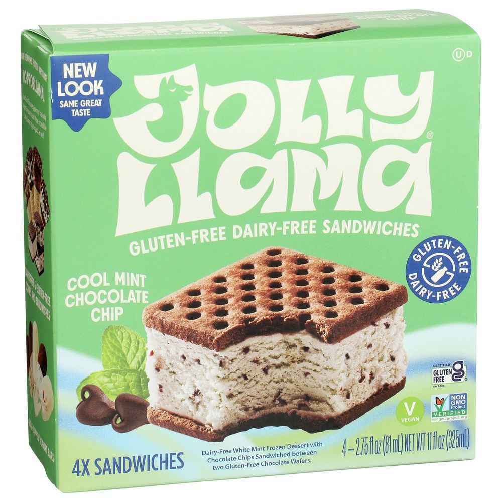 Jolly Llama Cool Mint Chocolate Chip Sandwich, 11 Fluid Ounce -- 8 Per Case