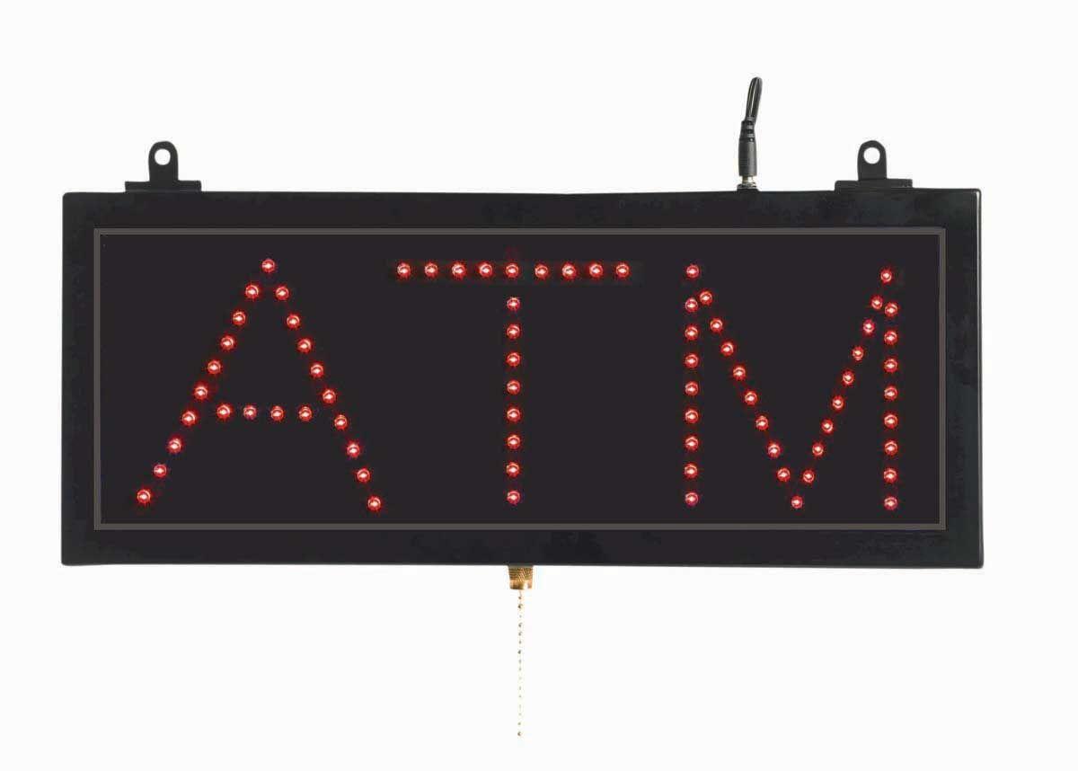 Aarco Black High Visibility Small Atm Led Sign, 6 3/4 X 16 1/8 Inch