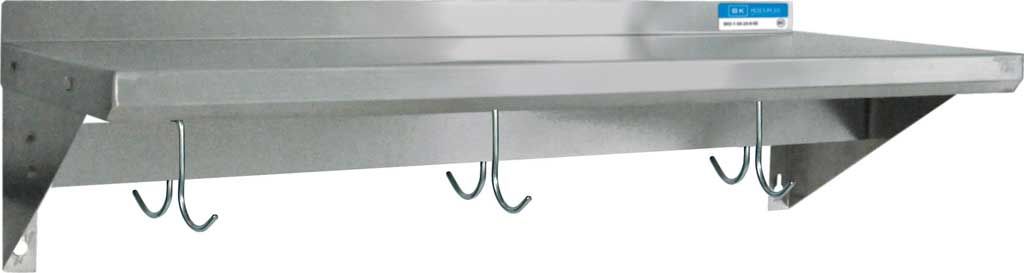 Bk Resources 18/430 Stainless Steel Economy Wall Shelf With Pot Rack, 96 Inch Width X 12 Inch Depth