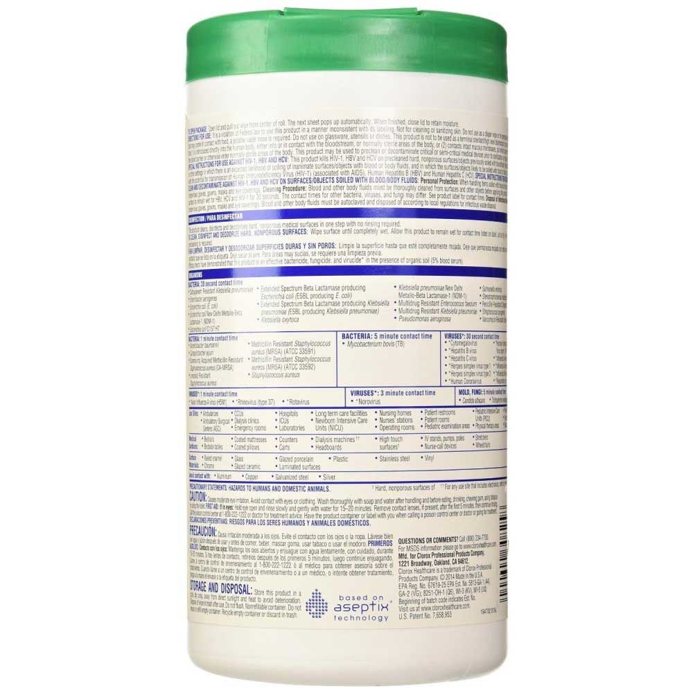 Clorox Healthcare White Hydrogen Peroxide Wipes, 95 Count -- 6 Per Case