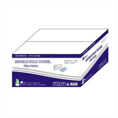 Teh Tung 1 Ply Blue Single Fold Paper Towel, 10.25 X 9.25 Inch -- 4008 Per Case