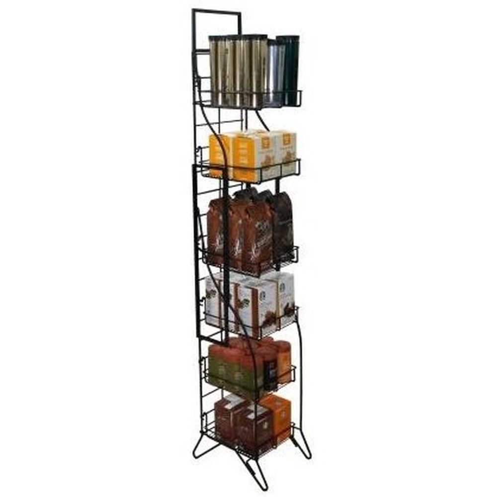 Mobile Merchandisers 6-tier Ornate Fold-up Wire Display With Sign Frame, 11 1/2 X 64 X 14 Inch