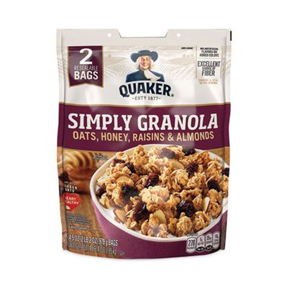 Quaker Oats Honey Raisins And Almonds Simply Granola, 34.5 Ounce Bag -- 2 Bags Per Pack