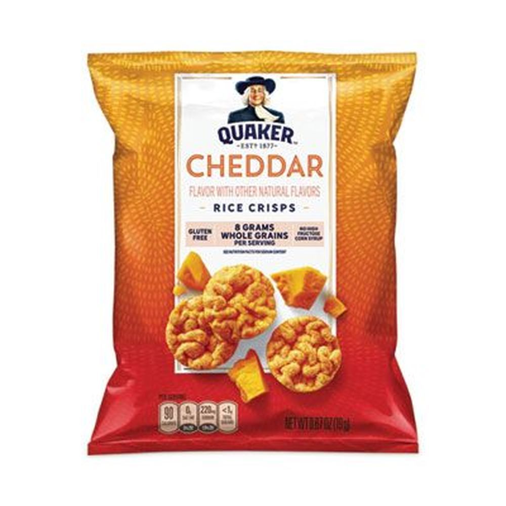 Quaker Cheddar Cheese Rice Crisps, 0.67 Ounce Bag -- 60 Bags Per Box