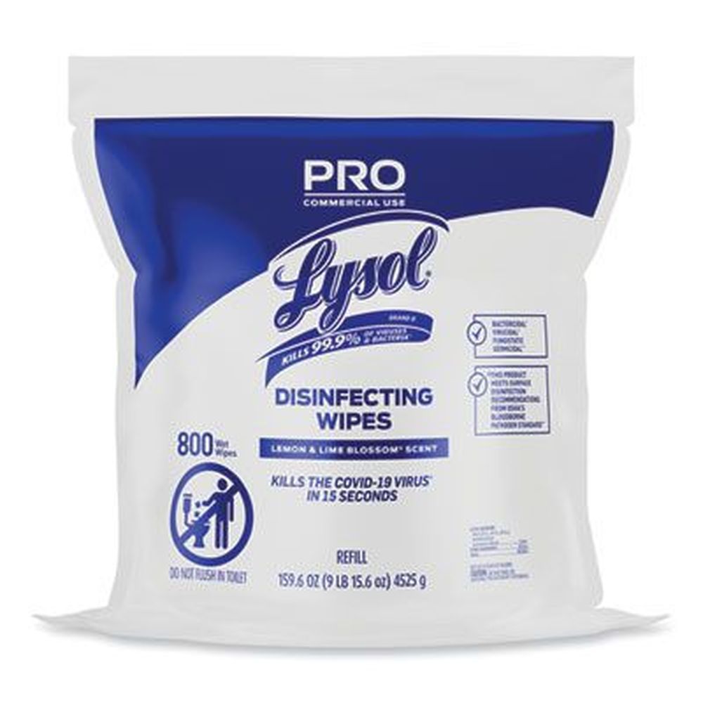 Lysol Professional Lemon And Lime Blossom Disinfecting Wipes Bucket Refill - 800 Wipes Per Bag -- 2 Bags Per Case