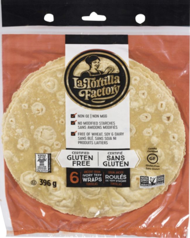 La Tortilla Factory Wraps Au Teff Ivoire Sans Gluten, 396 G -- 10 Par Boîte