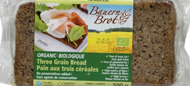 Bauernbrot Organic Three Grain Bread, 500 G -- 12 Per Case