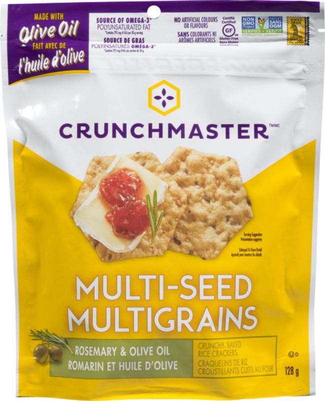 Crunchmaster Craquelins De Riz Multi-graines Au Romarin Et À L'huile D'olive, 128 G -- 12 Par Boîte