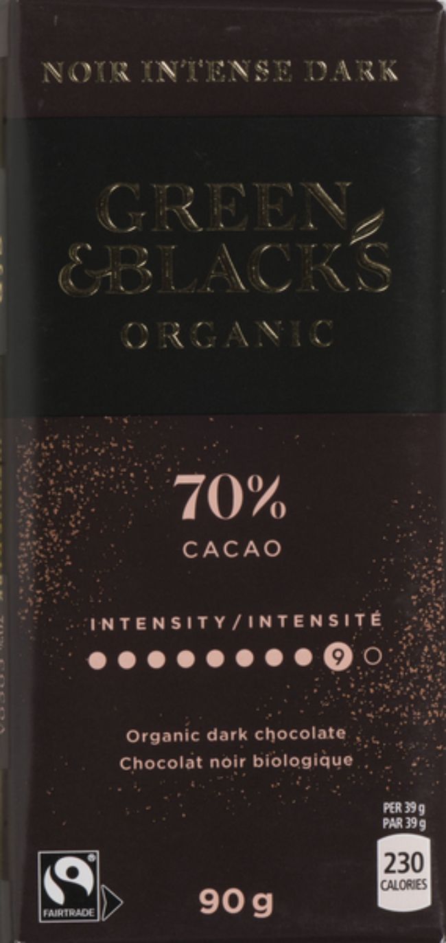 Green And Blacks Organic 70 Percent Cocoa Intense Dark Chocolate, 90 G -- 10 Per Case