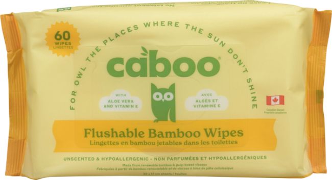 Caboo Flushable Bamboo Wipes, 60 Count -- 12 Per Case