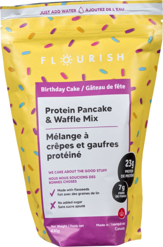 Flourish Préparation Pour Crêpes Protéinées Pour Gâteau D'anniversaire, 430 G -- 8 Par Boîte