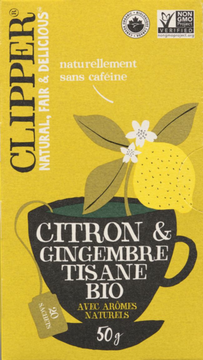 Clipper Organic Lemon And Ginger Herbal Tea, 50 G -- 6 Per Case