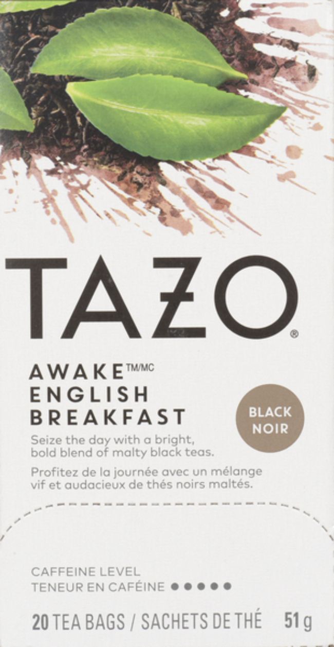 Tazo Thé Anglais Pour Petit-déjeuner Awake, 20 Sachets De Thé -- 6 Par Boîte