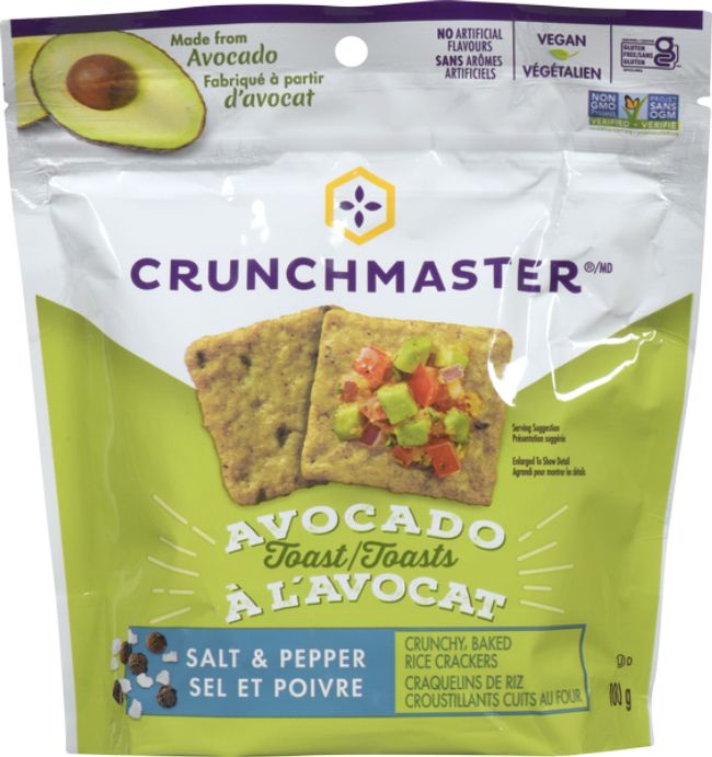 Crunchmaster Craquelins De Riz Au Sel Et Au Poivre Et Pain Grillé À L'avocat, 100 G -- 12 Par Boîte