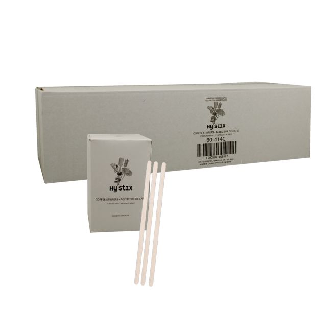 Hy Stix 7 In Wood Round End Coffee Stirrer, 1000 Count -- 10 Per Case