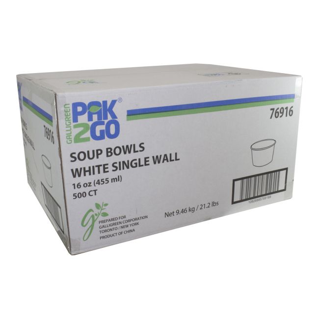 Pack N Eat Single Wall White Paper Bowl, 16 Oz -- 500 Per Case