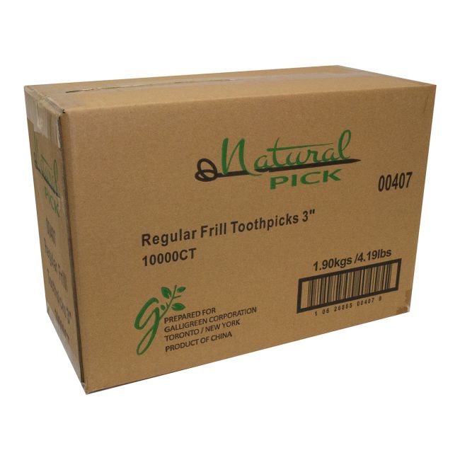 Natural Pick Regular Frill Toothpick, 3 In -- 10000 Per Case