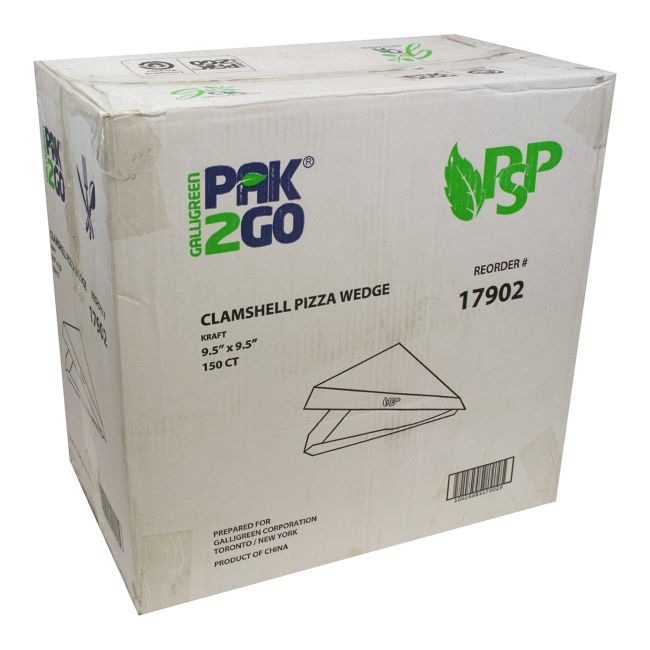 Pack N Eat Kraft Paper Pizza Wedge Clamshell, 9 In -- 250 Per Case