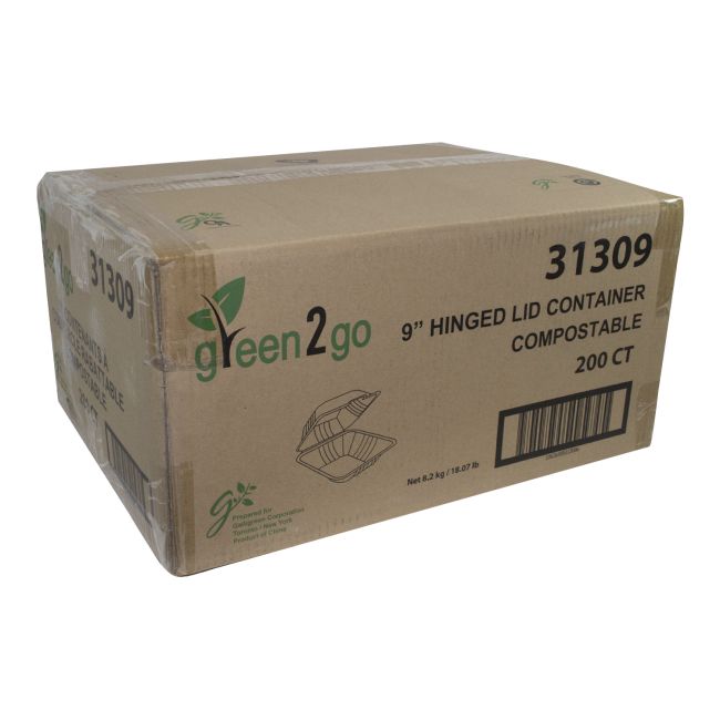 Galligreen Sugarcane Square Hinged-lid Container, 9 In -- 200 Per Case