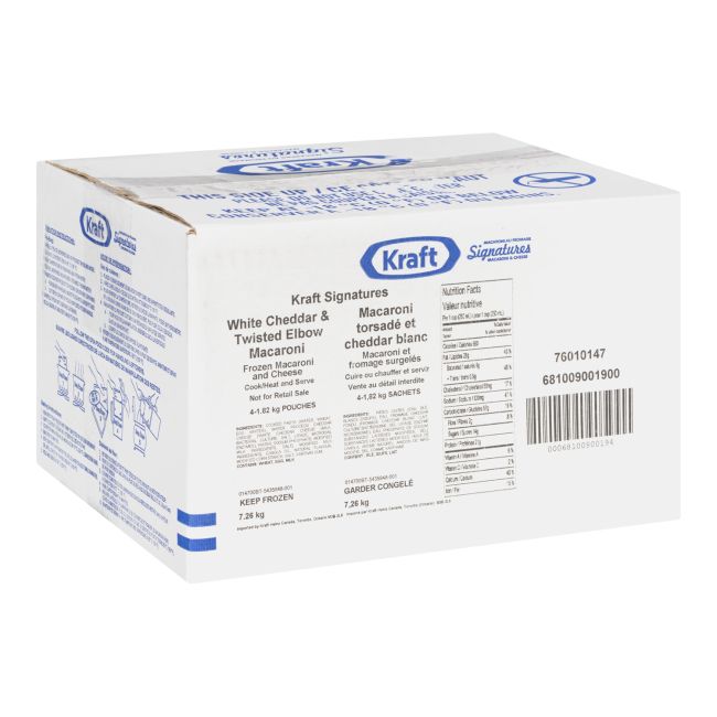 Kraft White Cheddar Macaroni Cheese Pasta, 3.78 L -- 4 Per Case