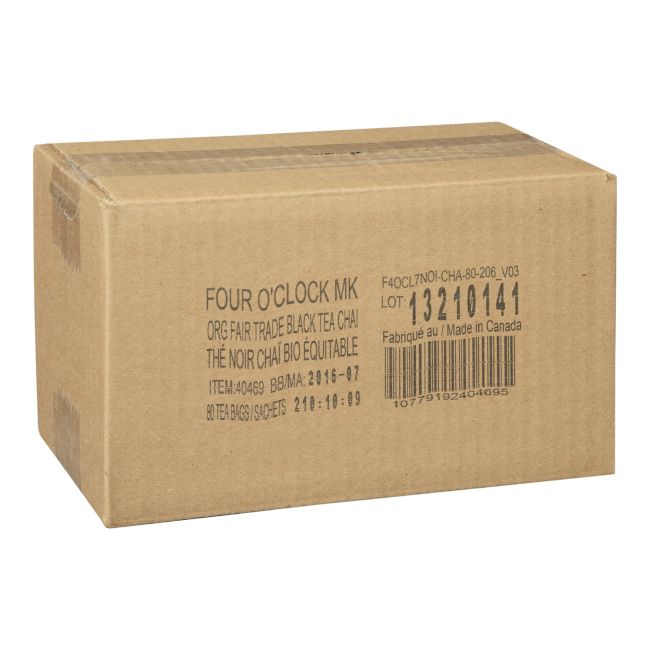 Four O Clock 2 G De Thé Noir Chai Biologique, 80 Sachets De Thé