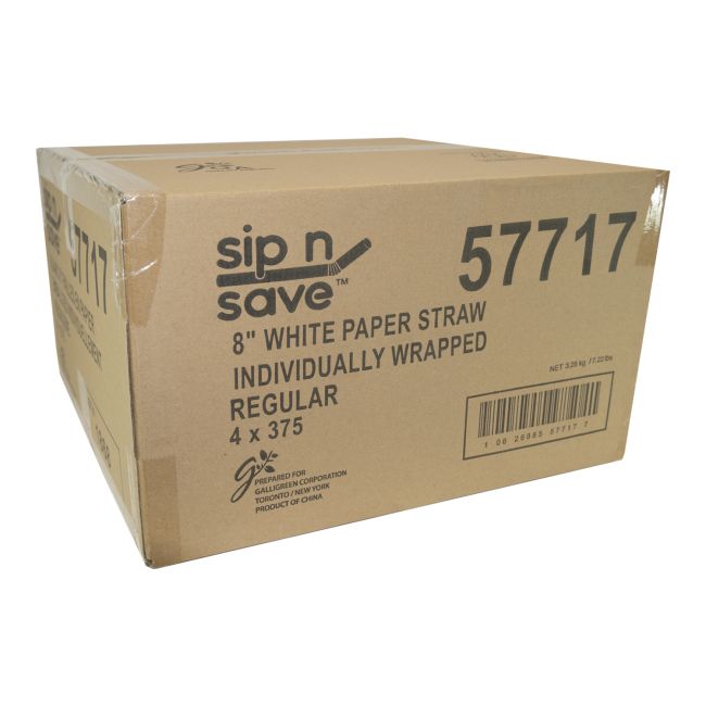 Sip N' Save Paille En Papier Blanc Ordinaire De 8 Mm De Diamètre, 8 Po -- 1 500 Par Boîte