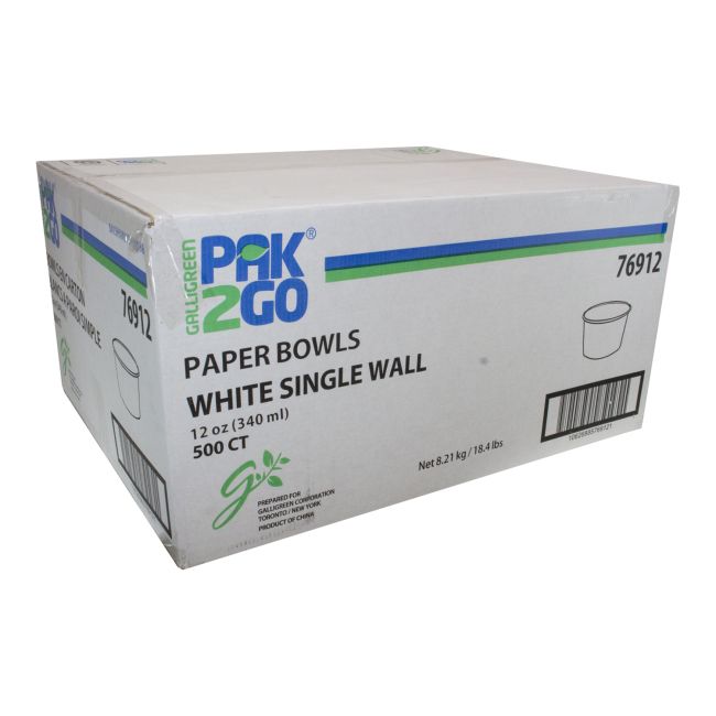 Pack N Eat 12 Oz Single Wall White Paper Bowl, 500 Count