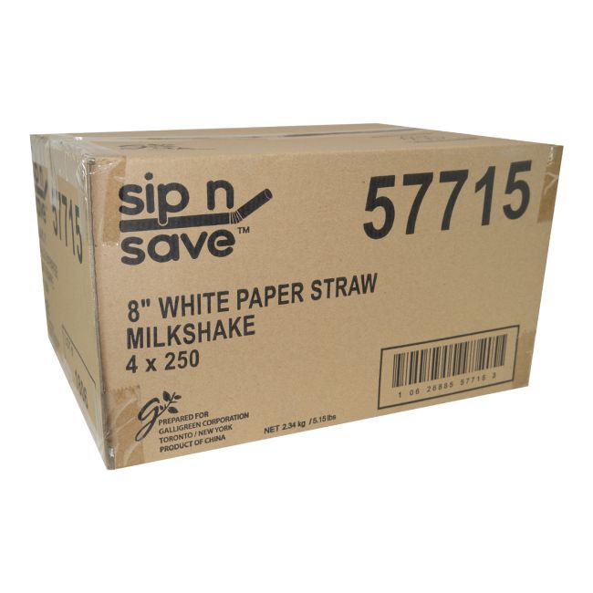 Sip N' Save Paille À Cocktail En Papier De 6 Mm De Diamètre, 8 Po -- 1 000 Par Boîte