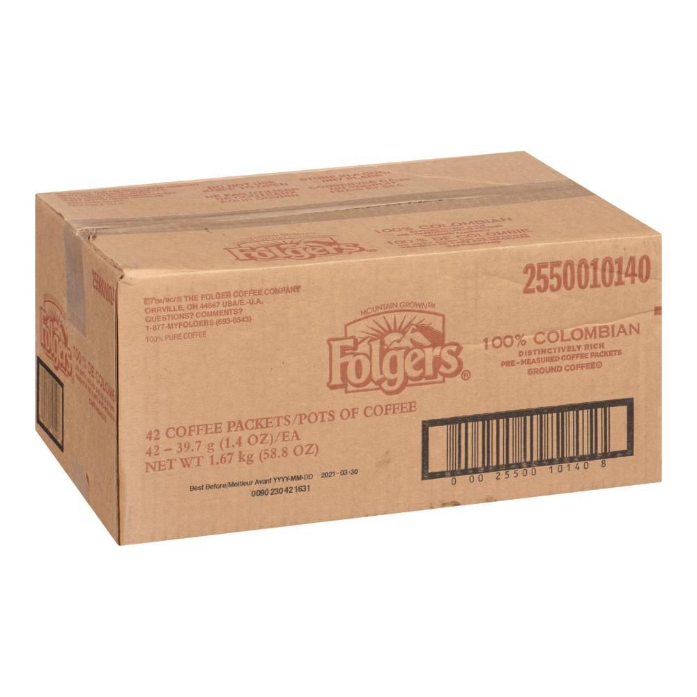 Folgers 1.4 Oz 100 Percent Colombian Ground Coffee, 42 Count