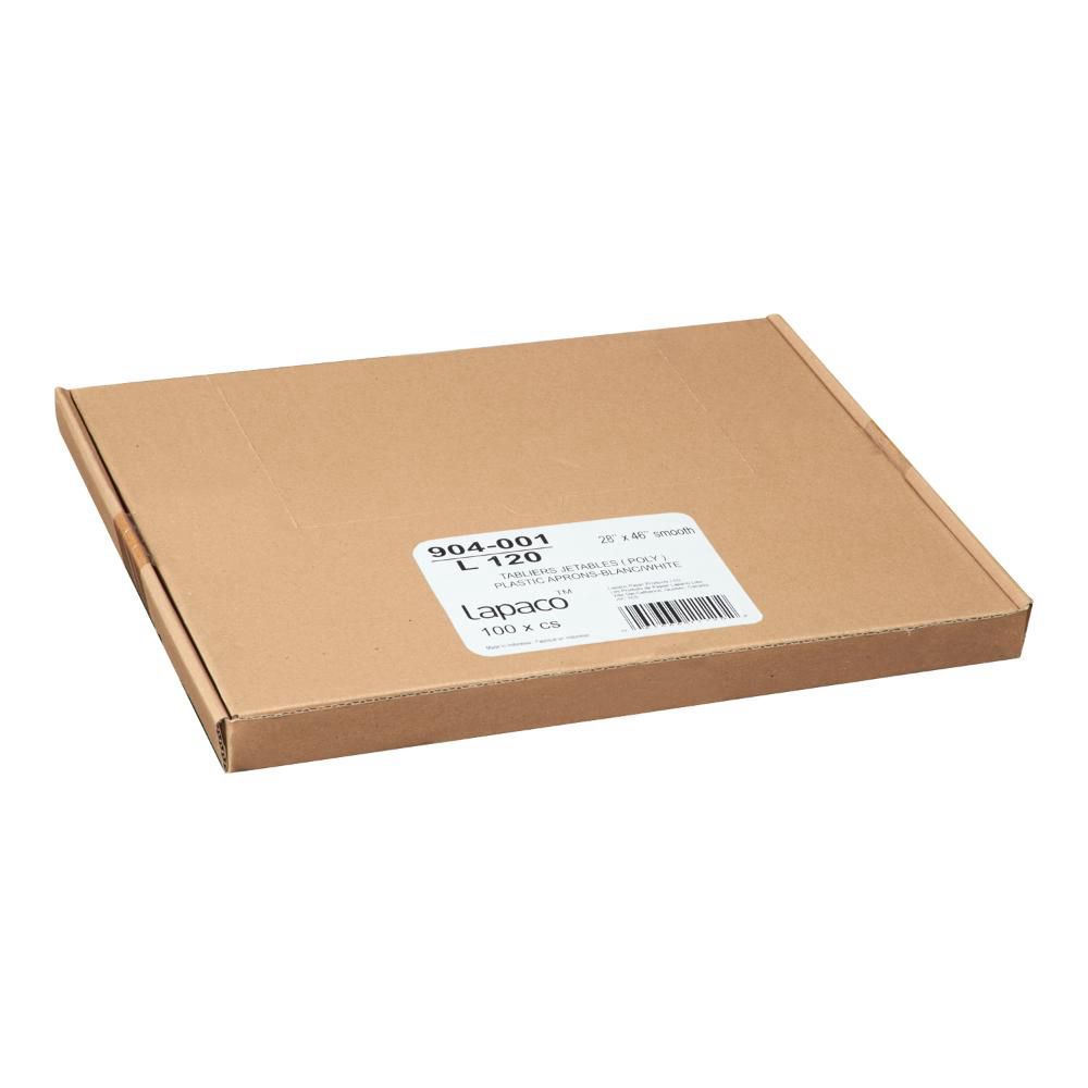 Lapaco Poly Disposable Smooth White Apron, 28 X 46 In -- 100 Per Case