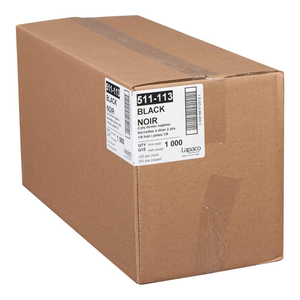 Lapaco Serviette De Table Noire 2 Plis Pliée En 8, 15,5 X 16 Po -- 1 000 Par Boîte