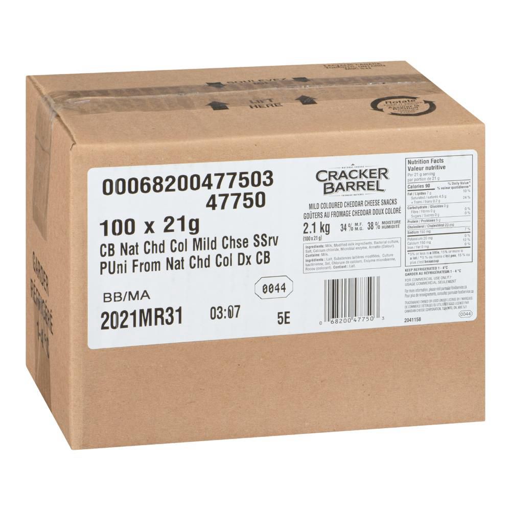 Cracker Barrel Fromage Cheddar Doux, 21 G -- 100 Par Caisse