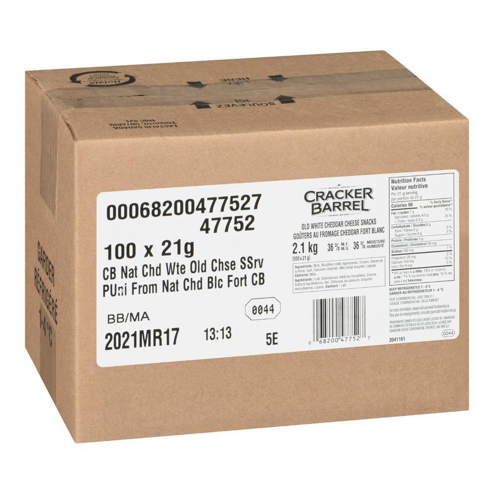 Cracker Barrel Fromage Blanc Cheddar Fort, 21 G -- 100 Par Caisse