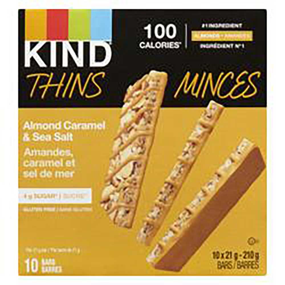 Kind Barre Caramel, Amandes Et Sel De Mer, 21 G, 10 Unités -- 6 Par Boîte