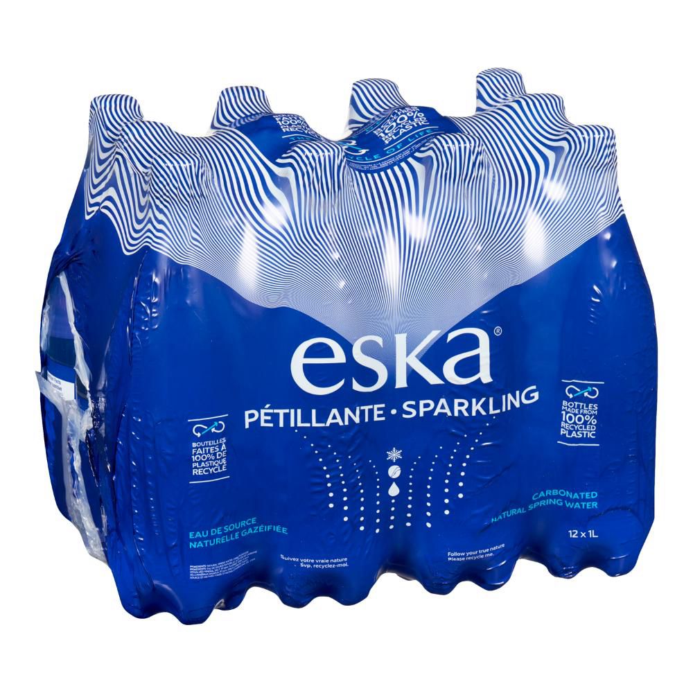 Eska Eau De Source Naturelle Gazeuse Pétillante - Bouteille En Plastique, 1 L -- 12 Par Caisse