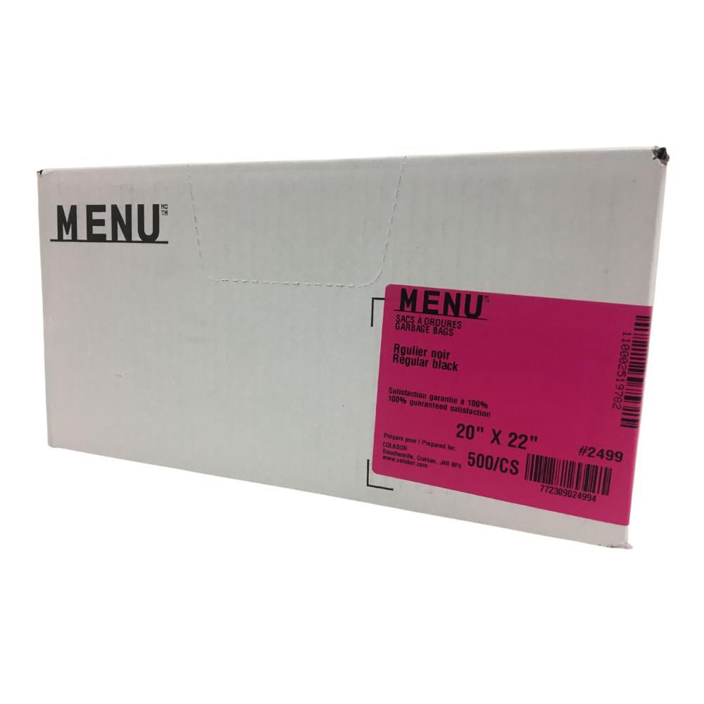Menu Black Regular Garbage Bag, 20 X 22 In -- 500 Per Case